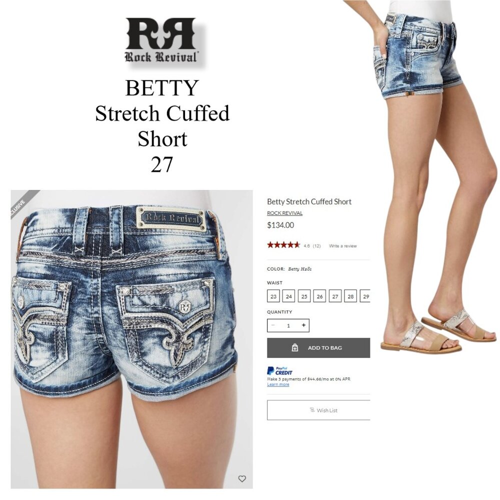 ROCK REVIVAL Betty Stretch Cuffed Jean Denim Shorts 27